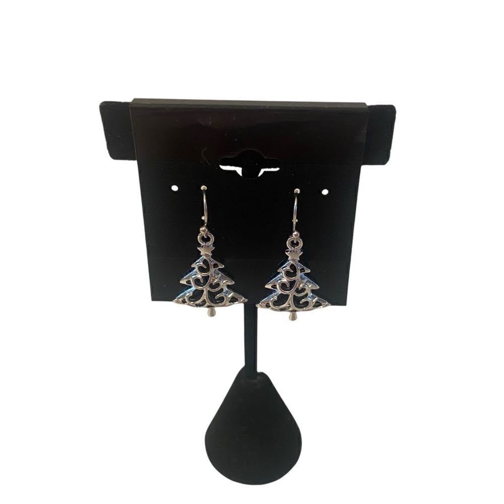 Elegant Bright Silver Tree Dangle Earrings